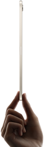 iPad mini, in einer Hand gehalten, Seitenansicht, dünnes und leichtes Design